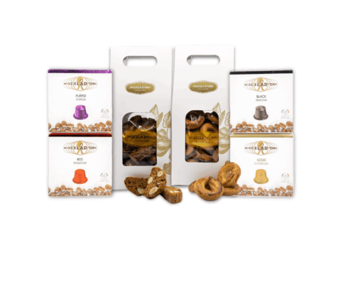 Box nespresso capsules, sicilian biscuits piparelli and ciambelline