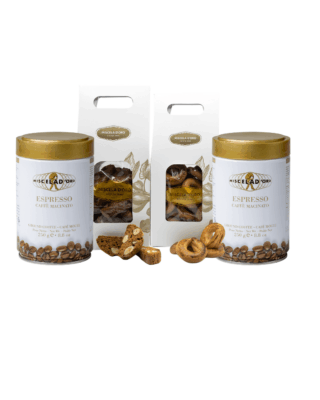 Sizilianische Frühstücksbox: italienischer gemahlener Kaffee und handgemachte Kekse aus Sizilien.